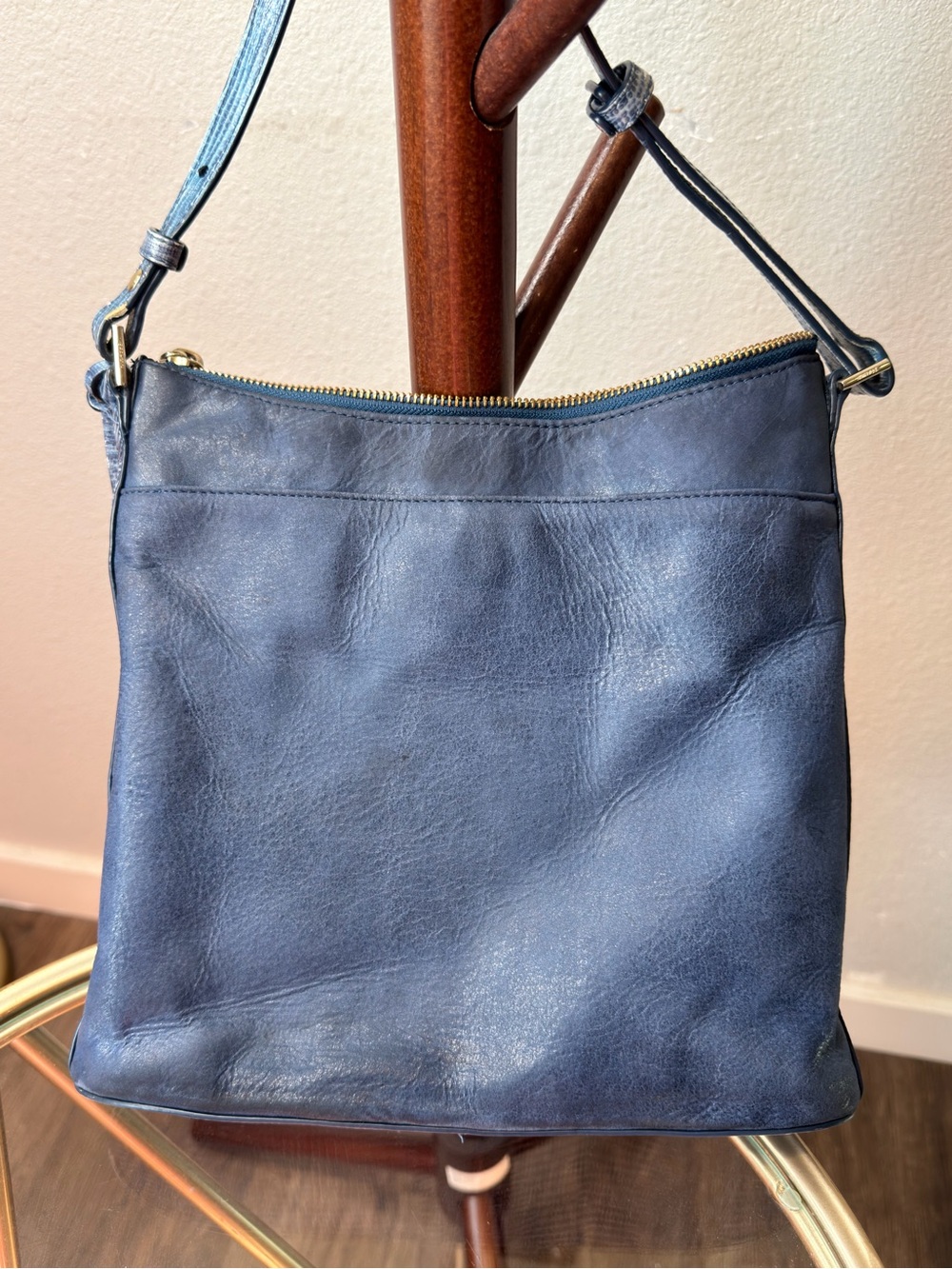 Brahmin Navy Blue Leather Crossbody Bag with Matching Wallet - Picture 10 of 16